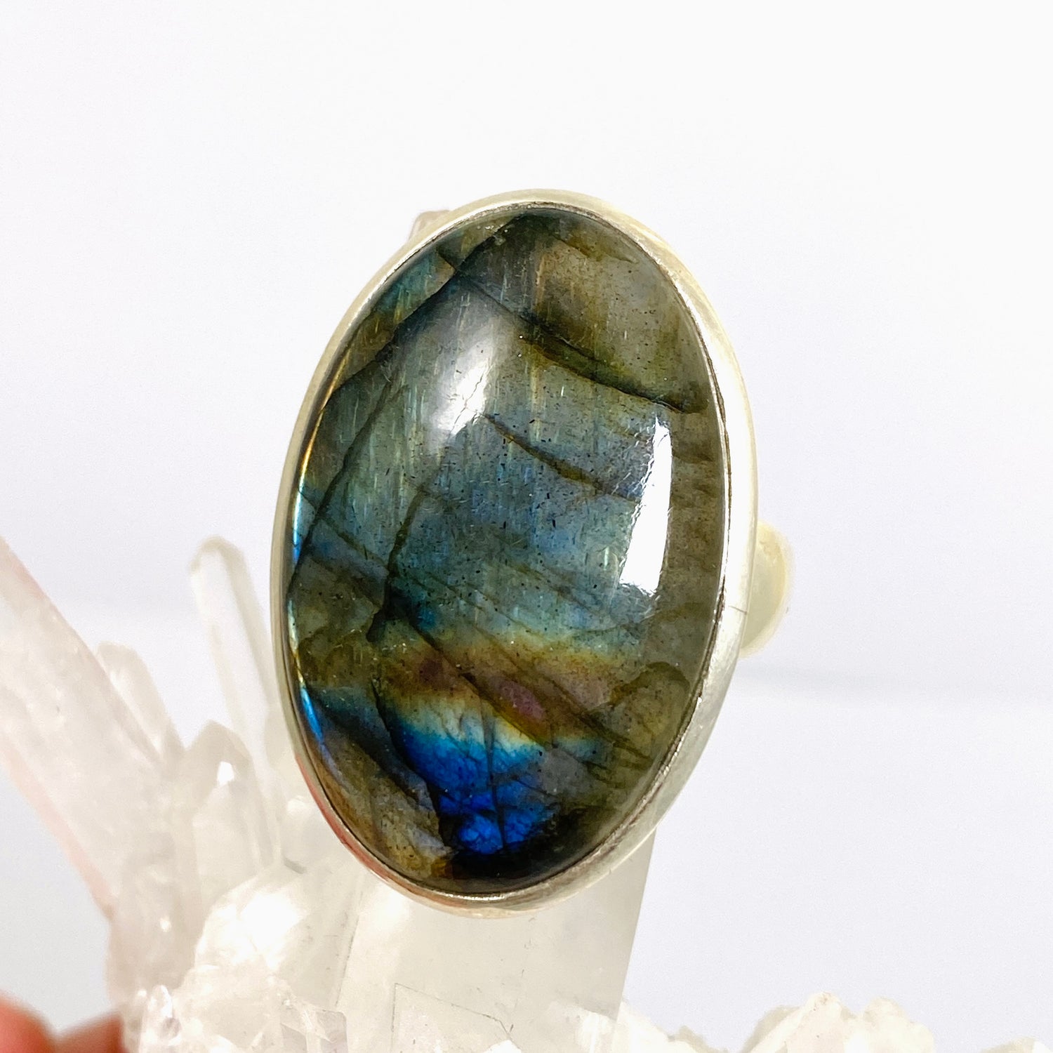 Labradorite Oval Cabochon Ring Size 13 PRGJ894