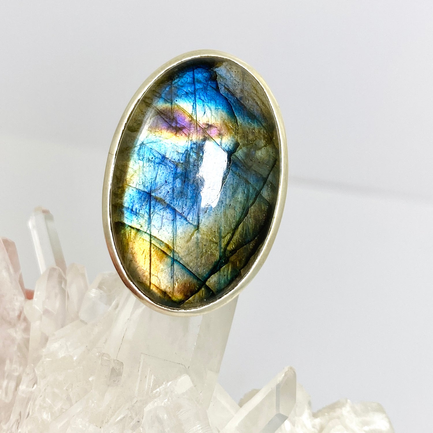 Labradorite Oval Cabochon Ring Size 13 PRGJ894