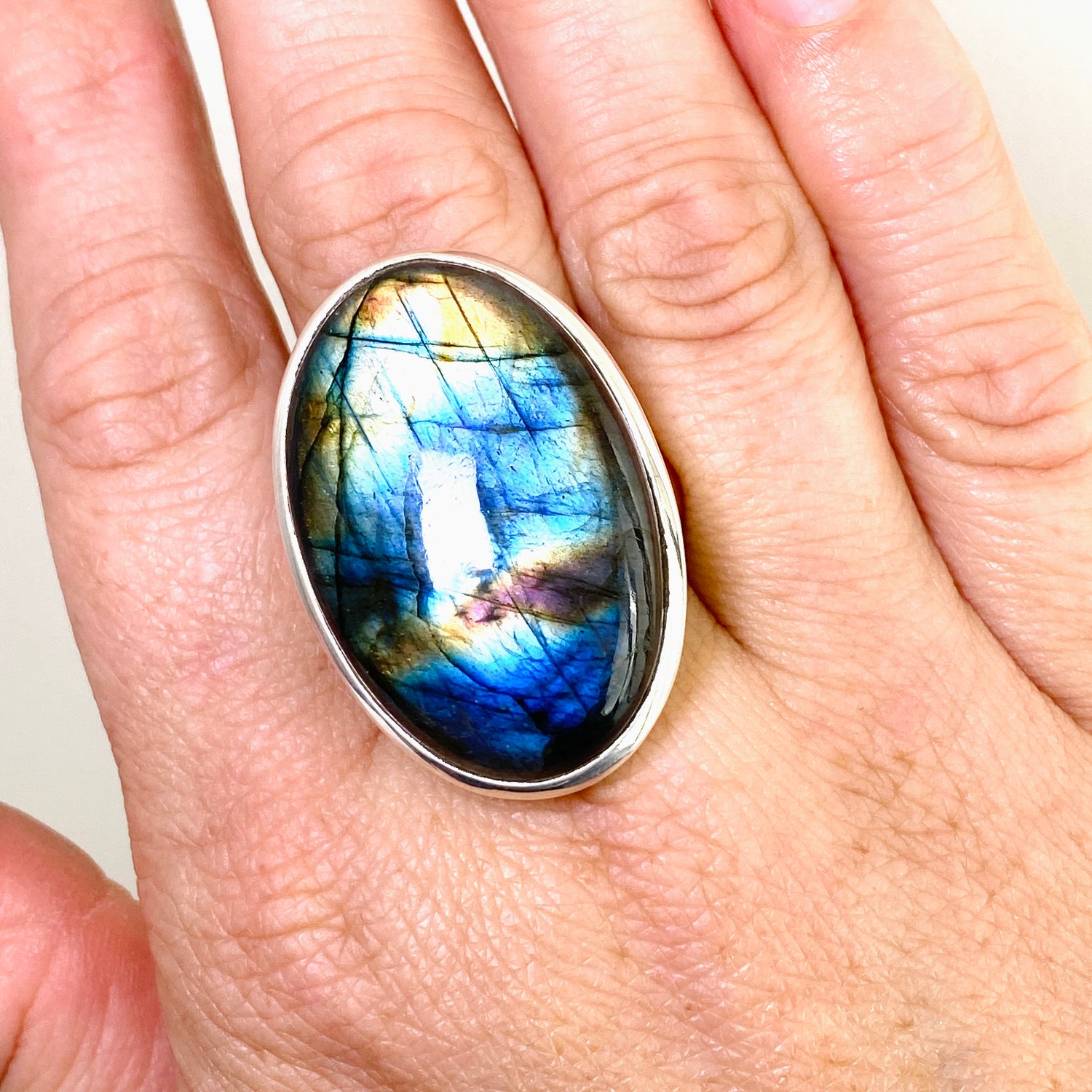Labradorite Oval Cabochon Ring Size 13 PRGJ894
