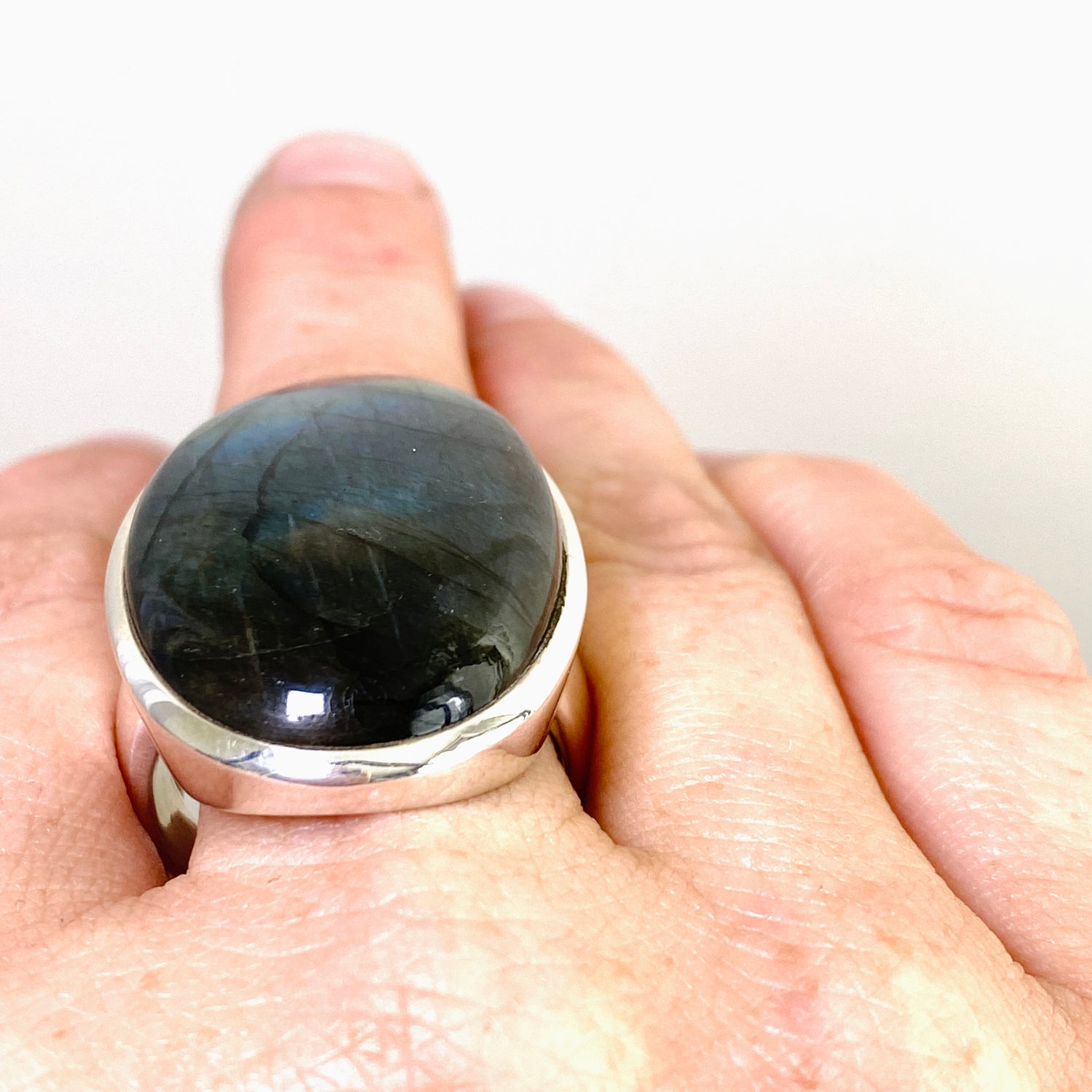 Labradorite Oval Cabochon Ring Size 13 PRGJ894