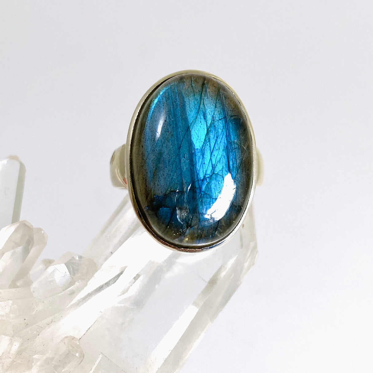 Labradorite Oval Cabochon Ring Size 9 PRGJ892