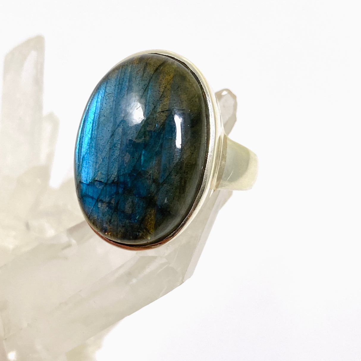 Labradorite Oval Cabochon Ring Size 9 PRGJ892