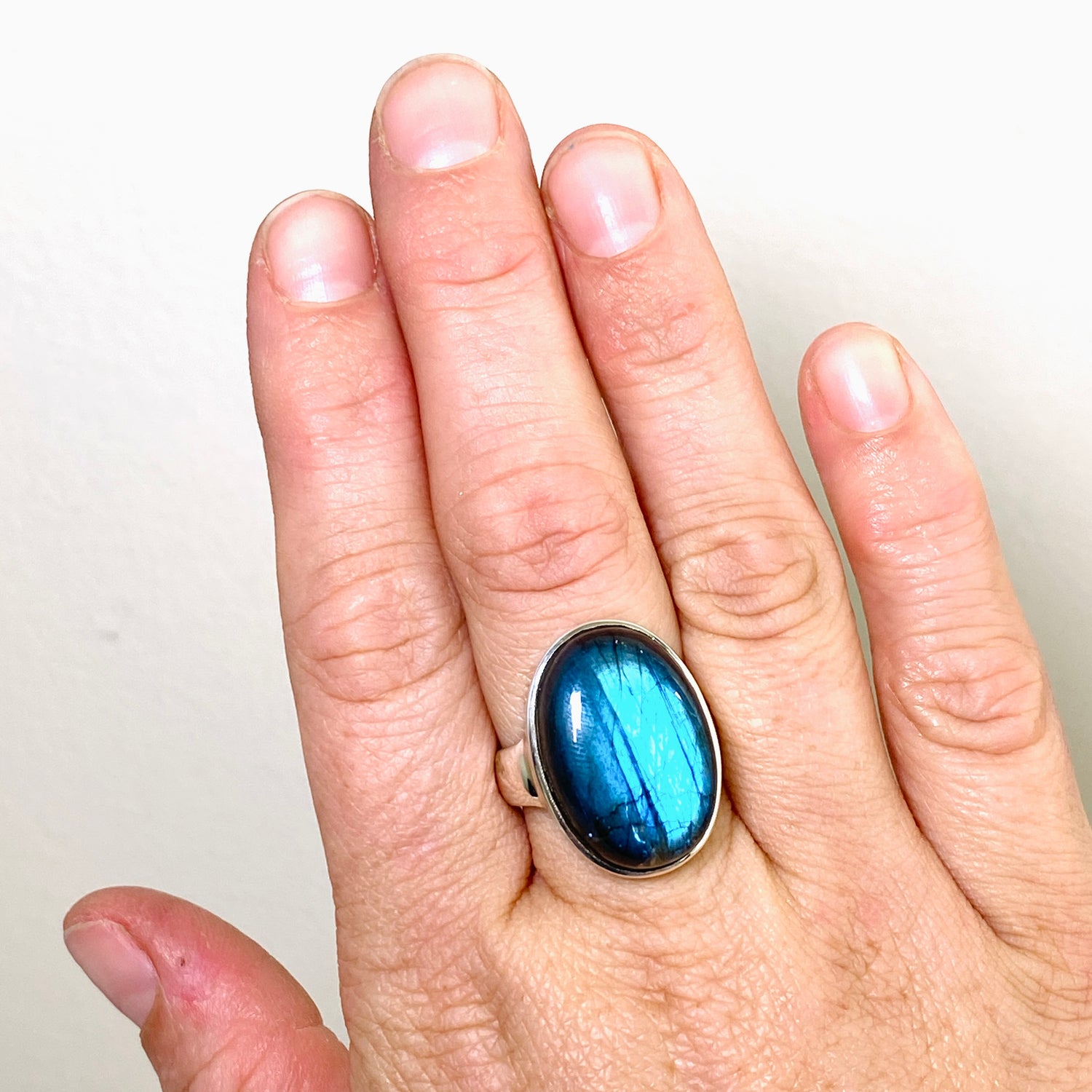 Labradorite Oval Cabochon Ring Size 9 PRGJ892