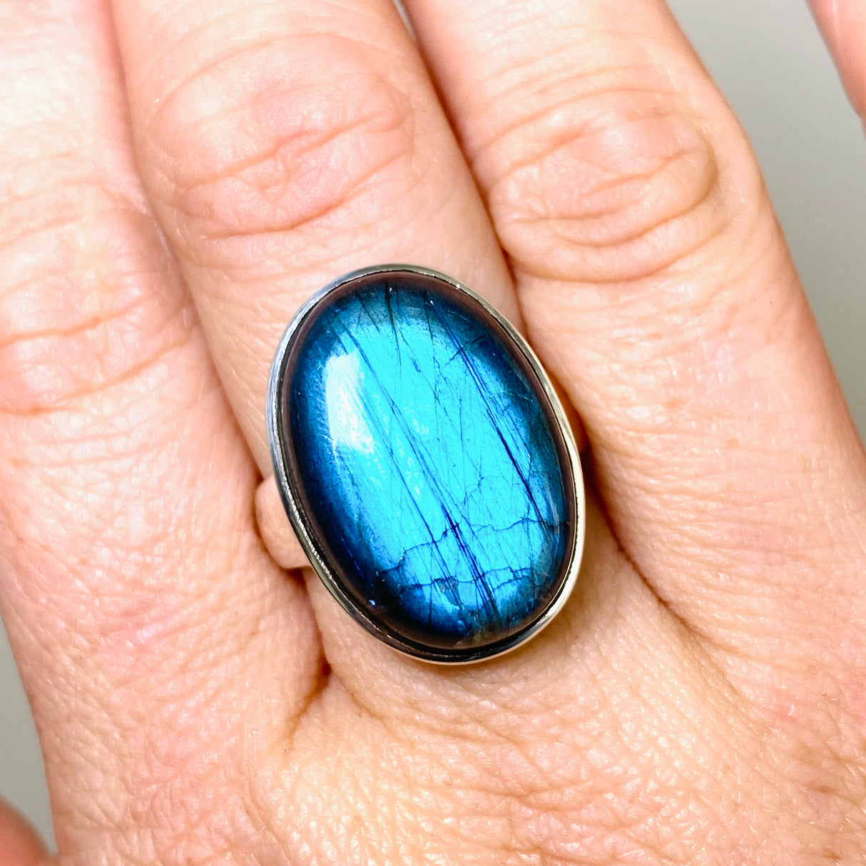Labradorite Oval Cabochon Ring Size 9 PRGJ892