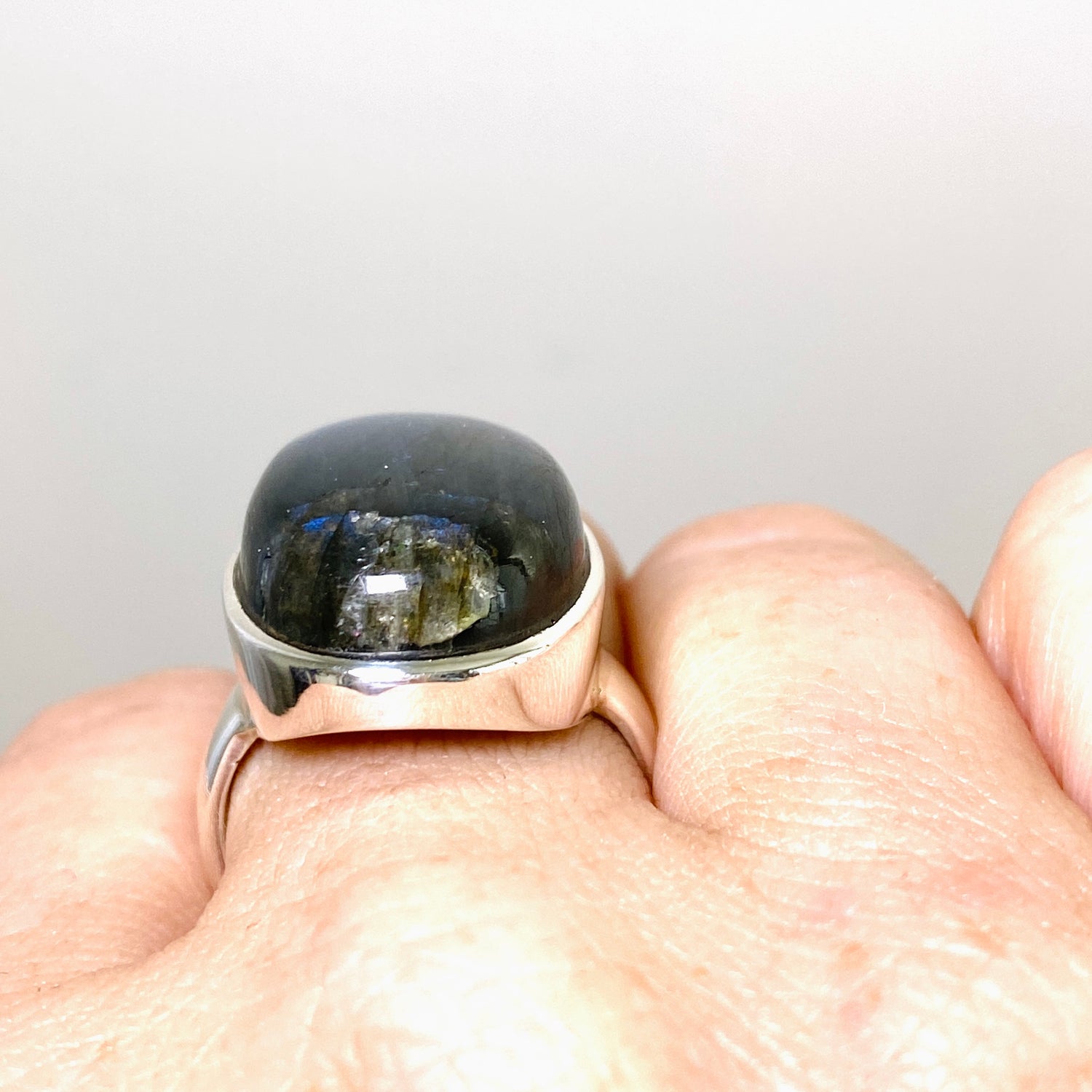 Labradorite Oval Cabochon Ring Size 9 PRGJ892