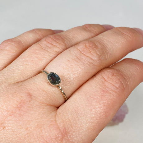 Labradorite Oval Faceted Fine Band Ring R3750-LA - Nature's Magick