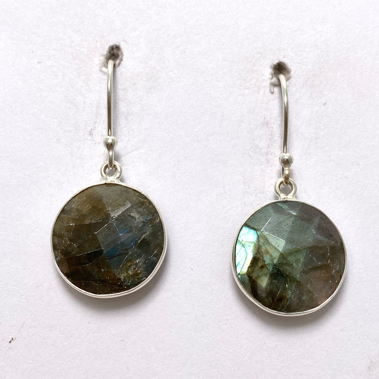 Labradorite Round Checkerboard Faceted Earrings PEGJ272