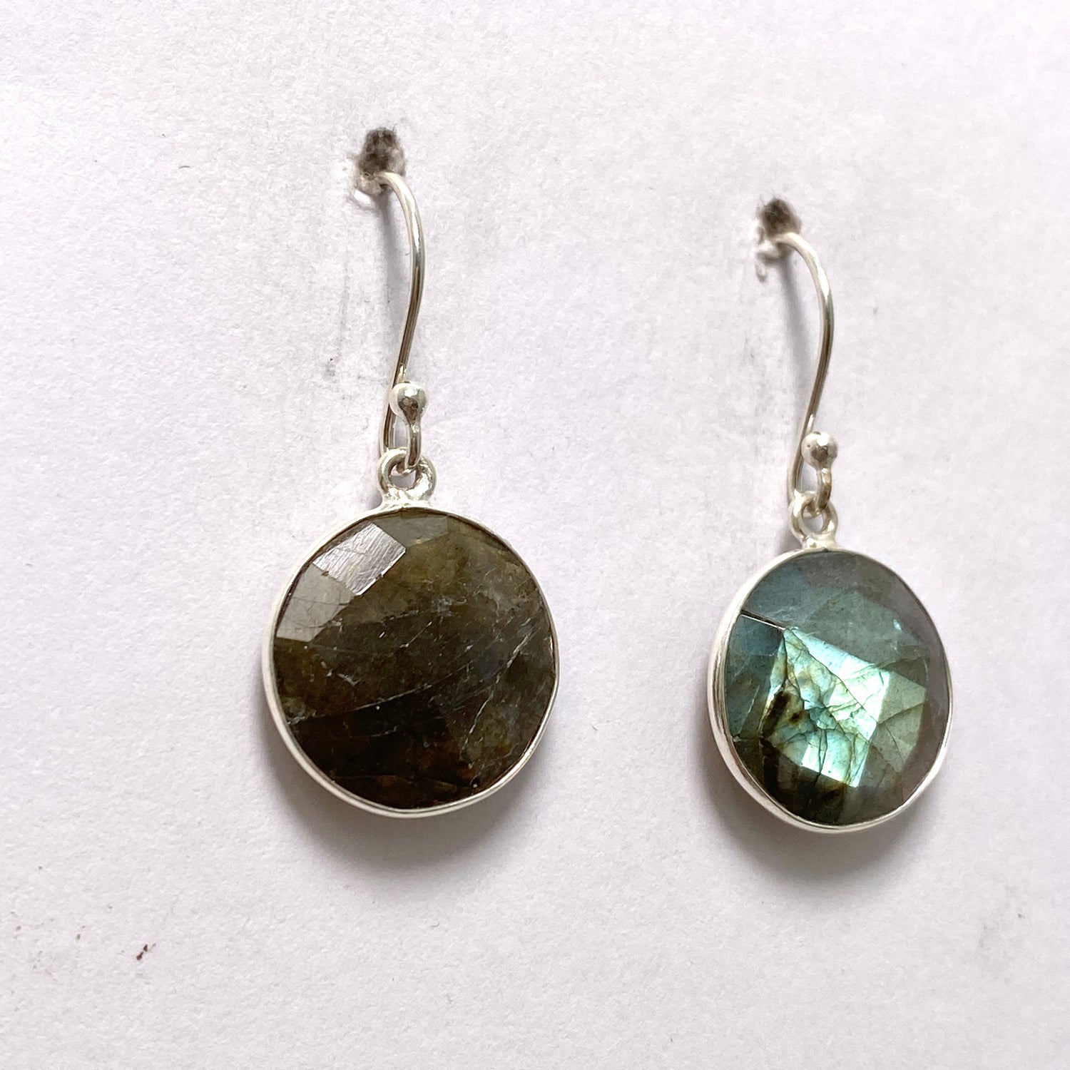 Labradorite Round Checkerboard Faceted Earrings PEGJ272
