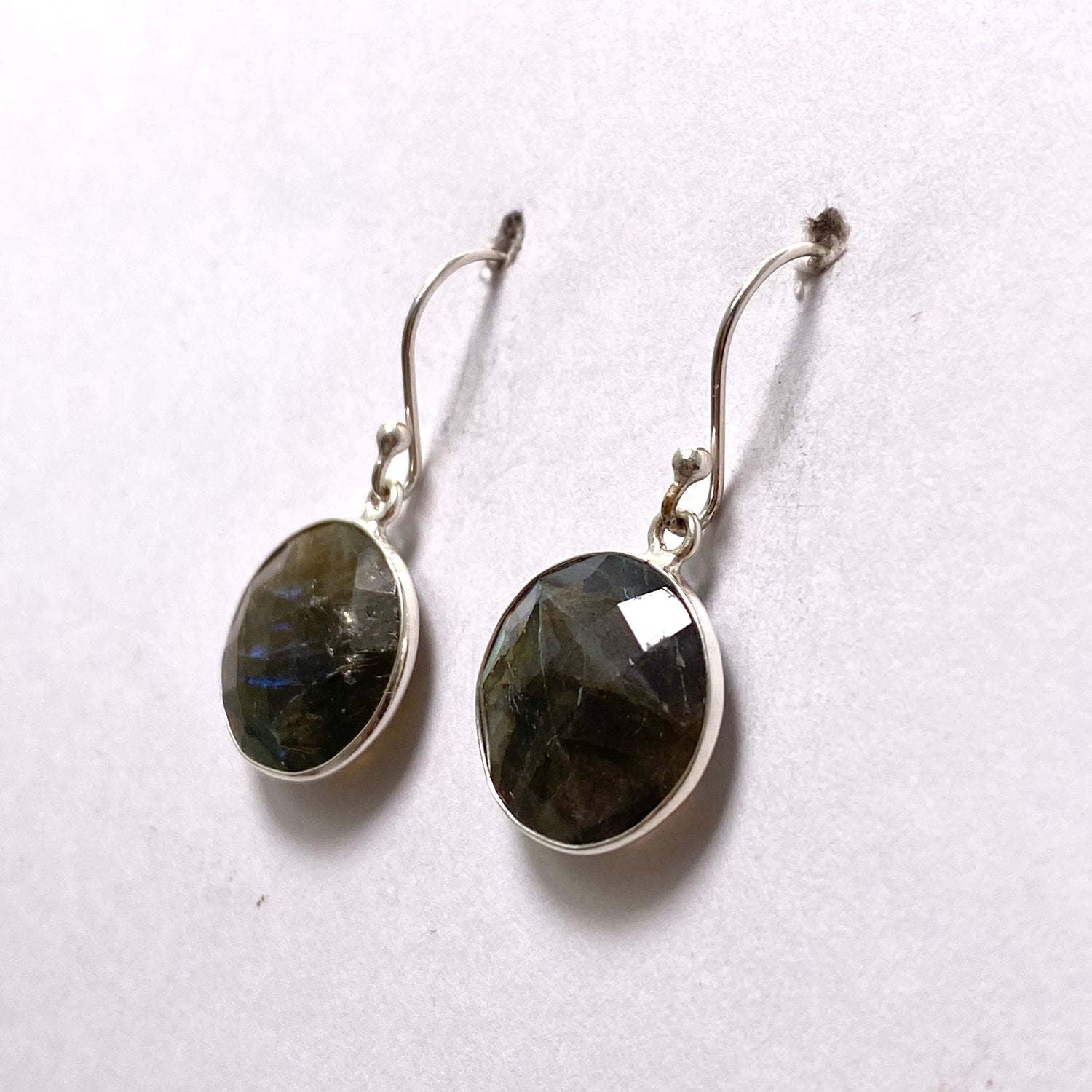 Labradorite Round Checkerboard Faceted Earrings PEGJ272