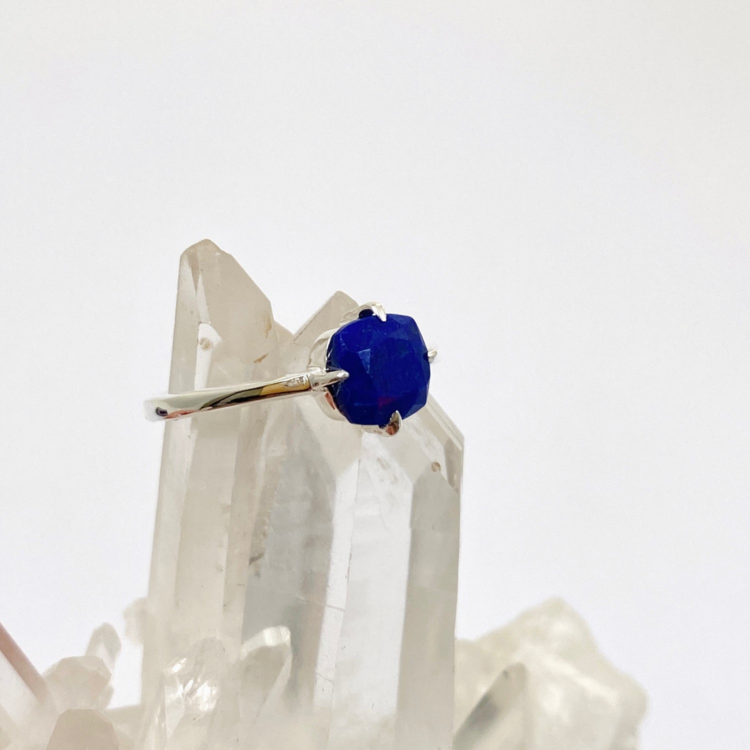 Lapis Lazuli Faceted Square Solitare Ring R4806