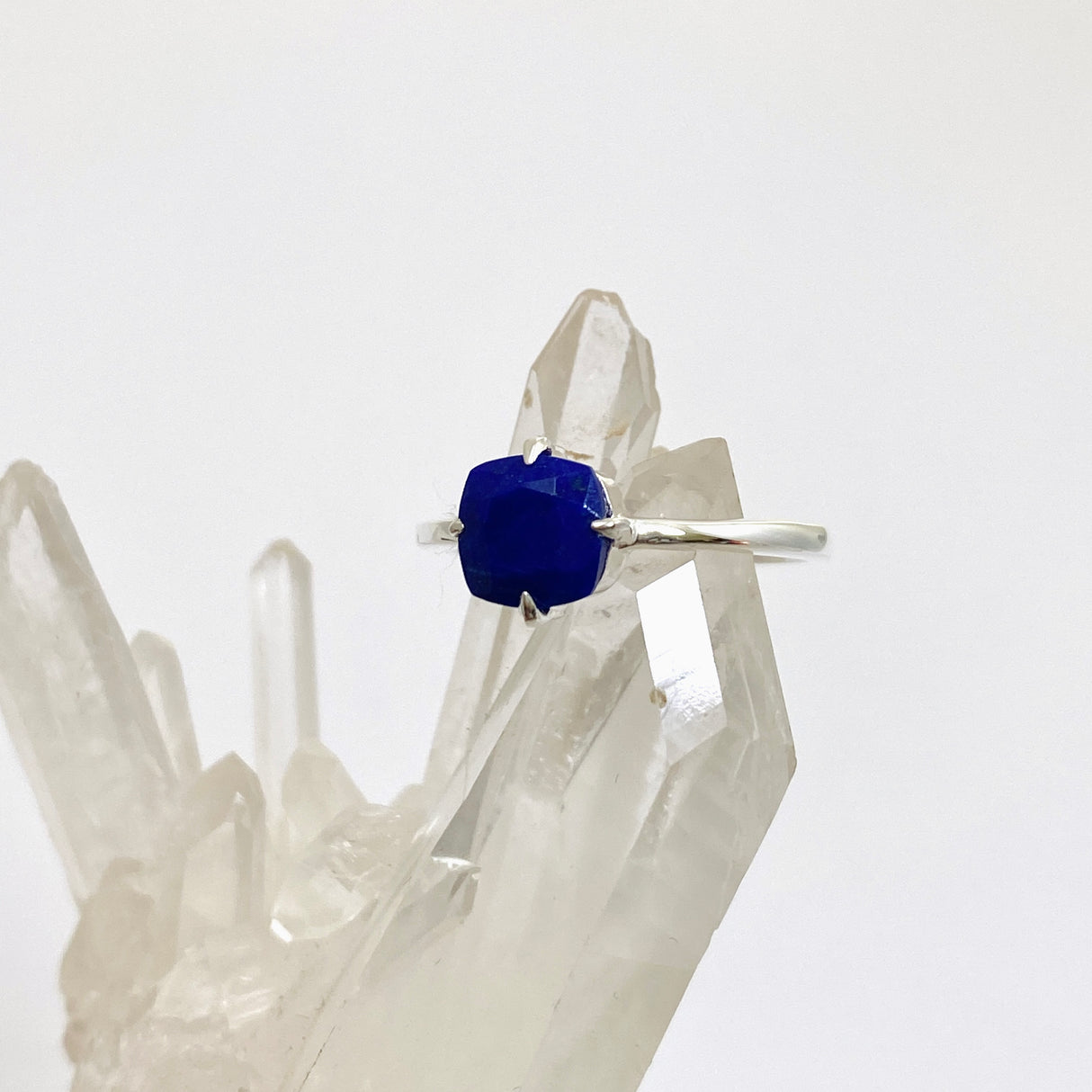 Lapis Lazuli Faceted Square Solitare Ring R4806