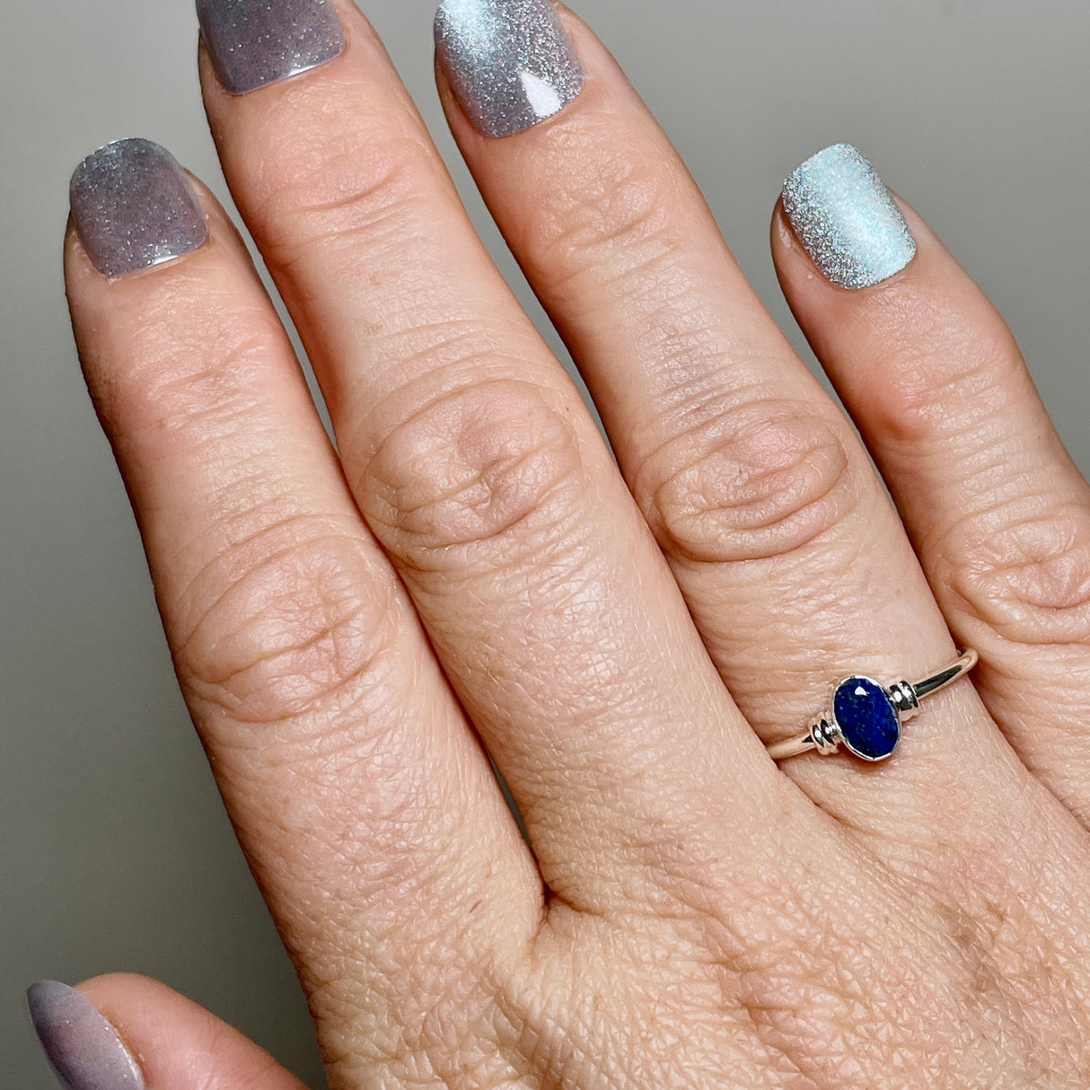 Lapis Lazuli Oval Faceted Stone in a Decorative Setting R4813