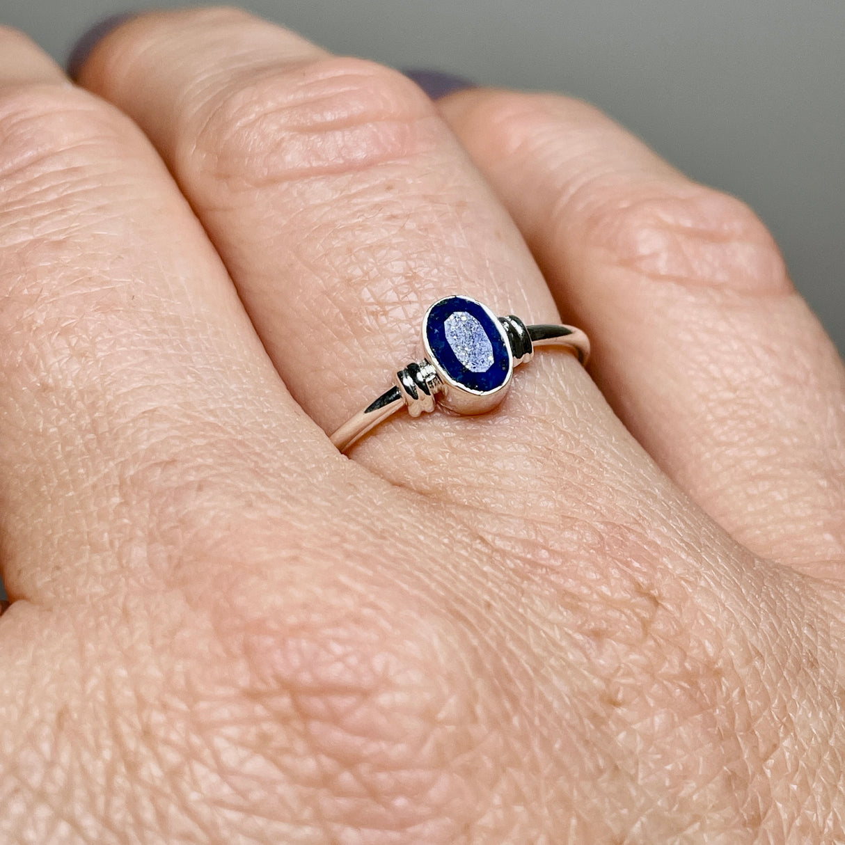 Lapis Lazuli Oval Faceted Stone in a Decorative Setting R4813