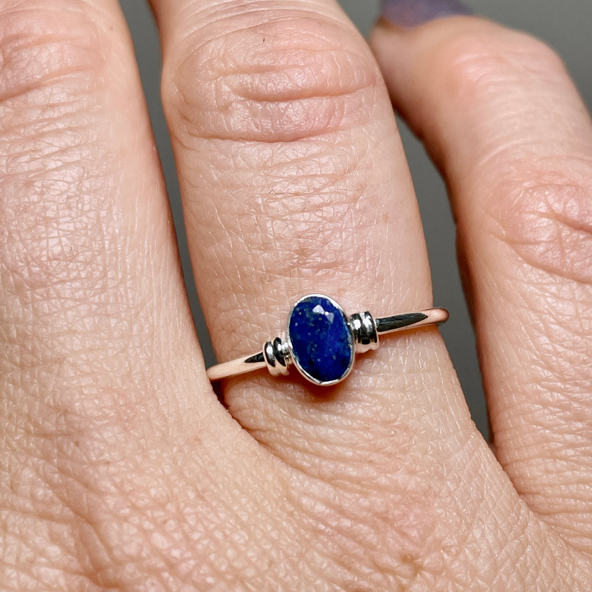 Lapis Lazuli Oval Faceted Stone in a Decorative Setting R4813