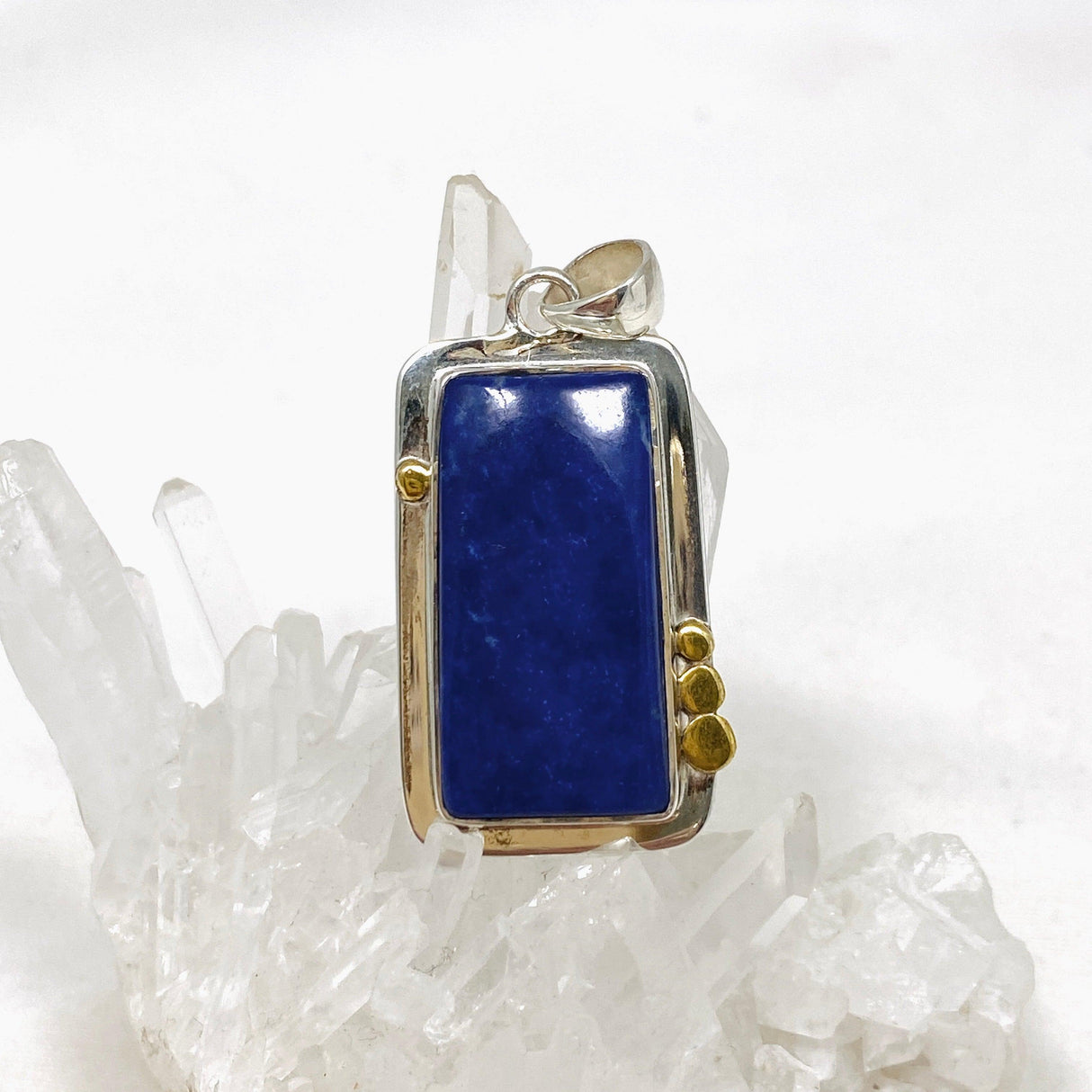 Lapis Lazuli Rectangular Pendant with Brass Detailing KPGJ3821 - Nature's Magick