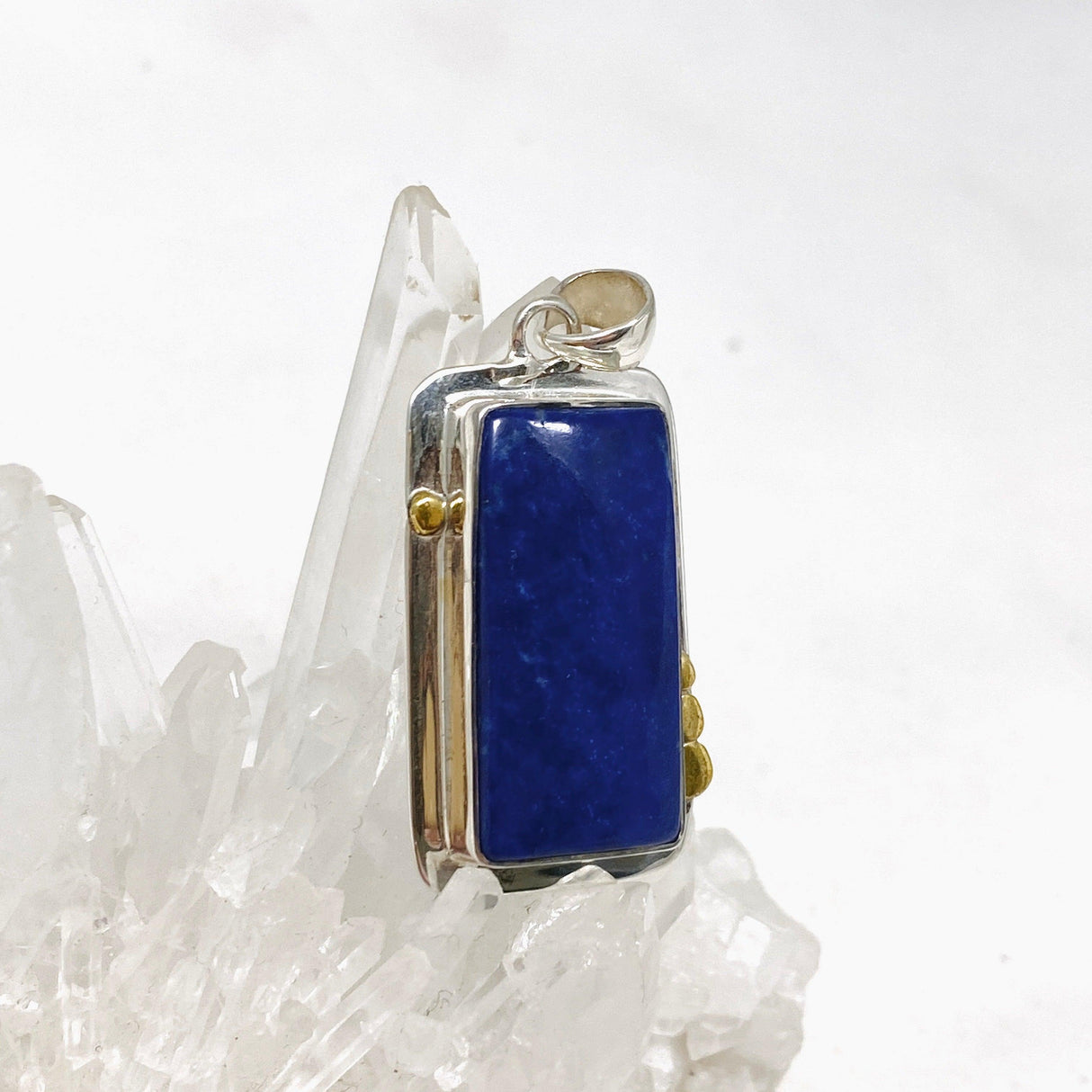 Lapis Lazuli Rectangular Pendant with Brass Detailing KPGJ3821 - Nature's Magick