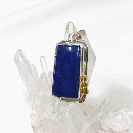 Lapis Lazuli Rectangular Pendant with Brass Detailing KPGJ3821 - Nature's Magick