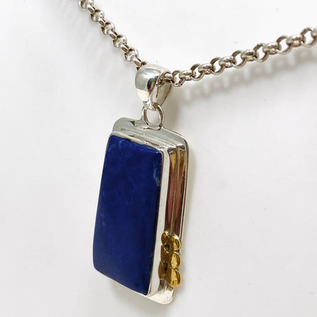 Lapis Lazuli Rectangular Pendant with Brass Detailing KPGJ3821 - Nature's Magick