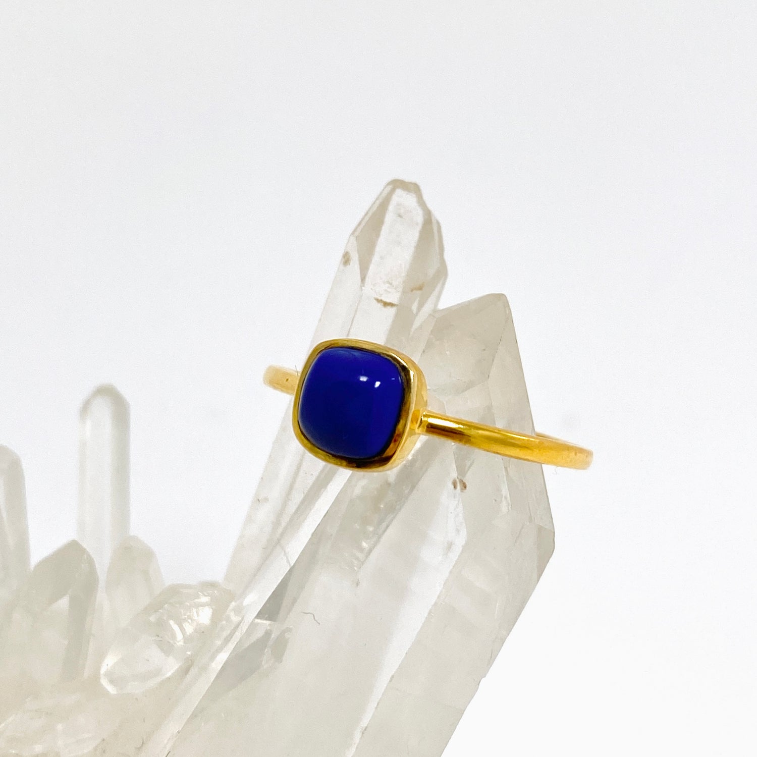 Lapis Lazuli Square Cabochon Gold Plated Ring Size 10 RG591G-10