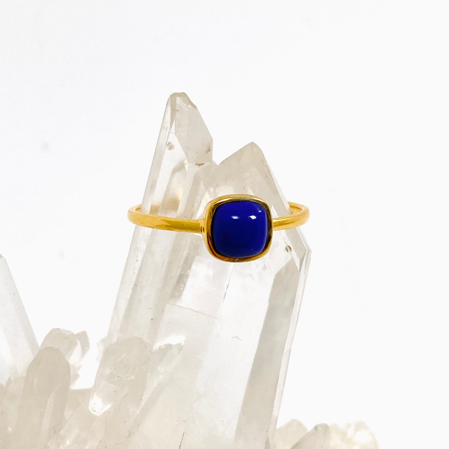 Lapis Lazuli Square Cabochon Gold Plated Ring Size 10 RG591G-10