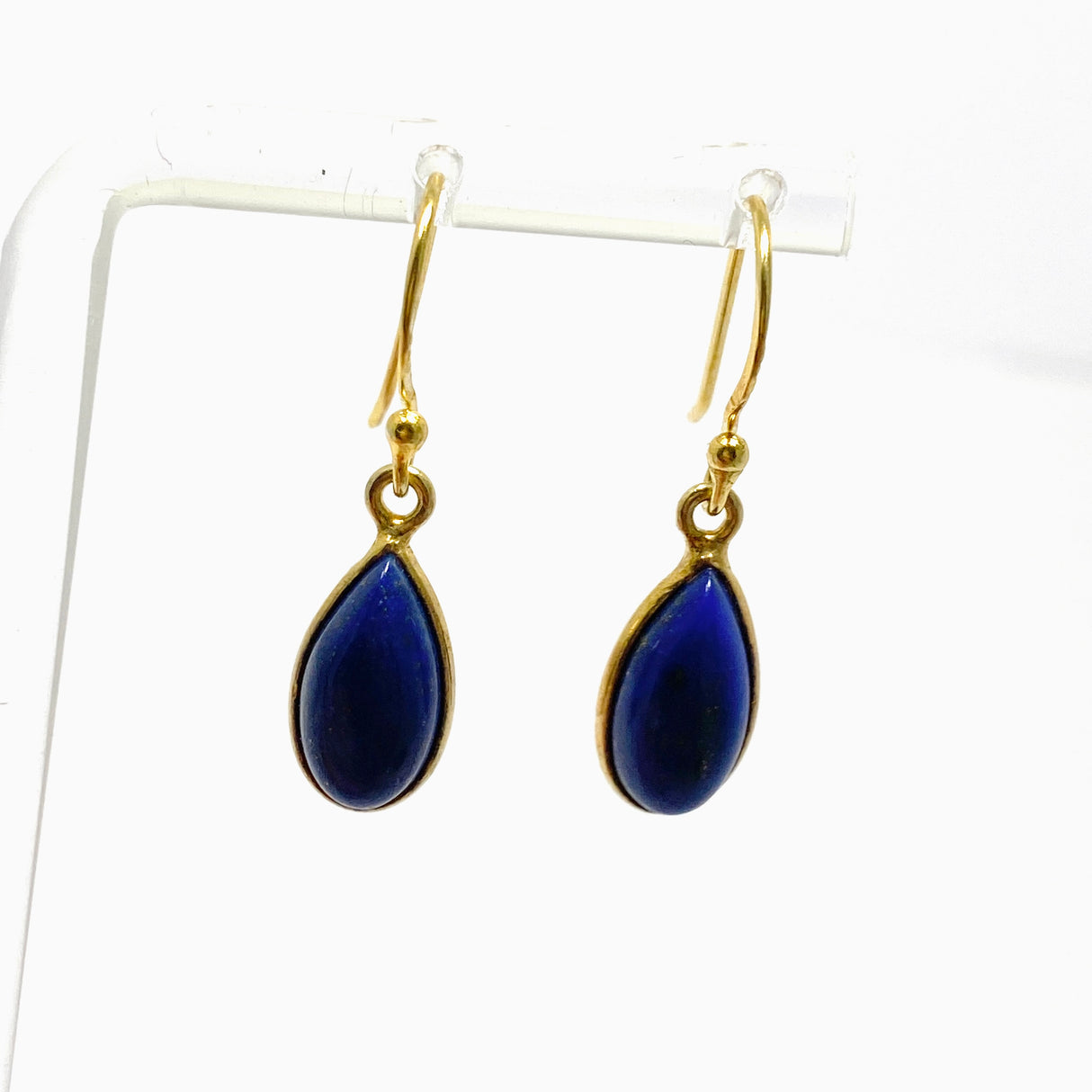 Lapis Lazuli Teardrop Cabochon Gold Plated Drop Earrings C210YG-LAP