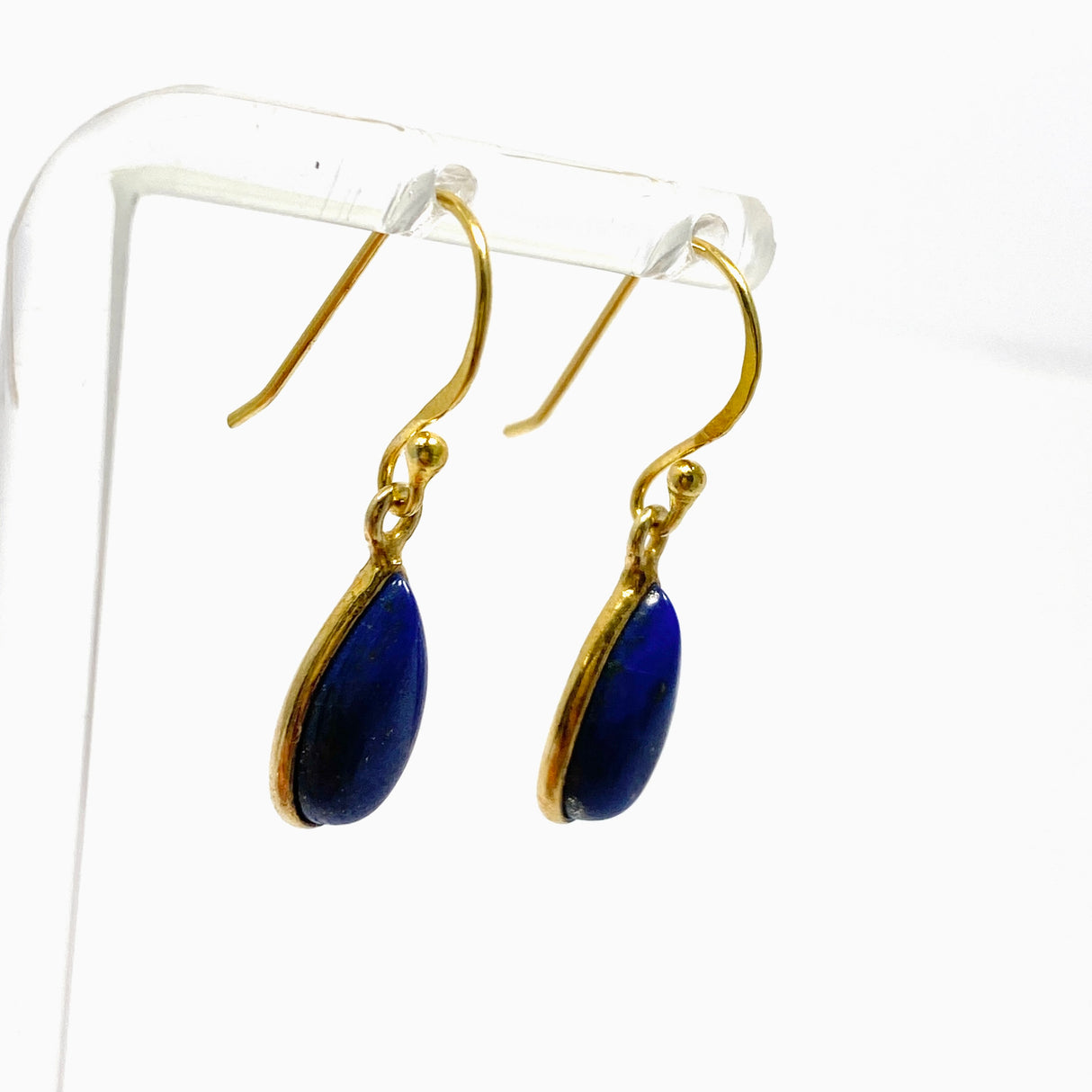 Lapis Lazuli Teardrop Cabochon Gold Plated Drop Earrings C210YG-LAP