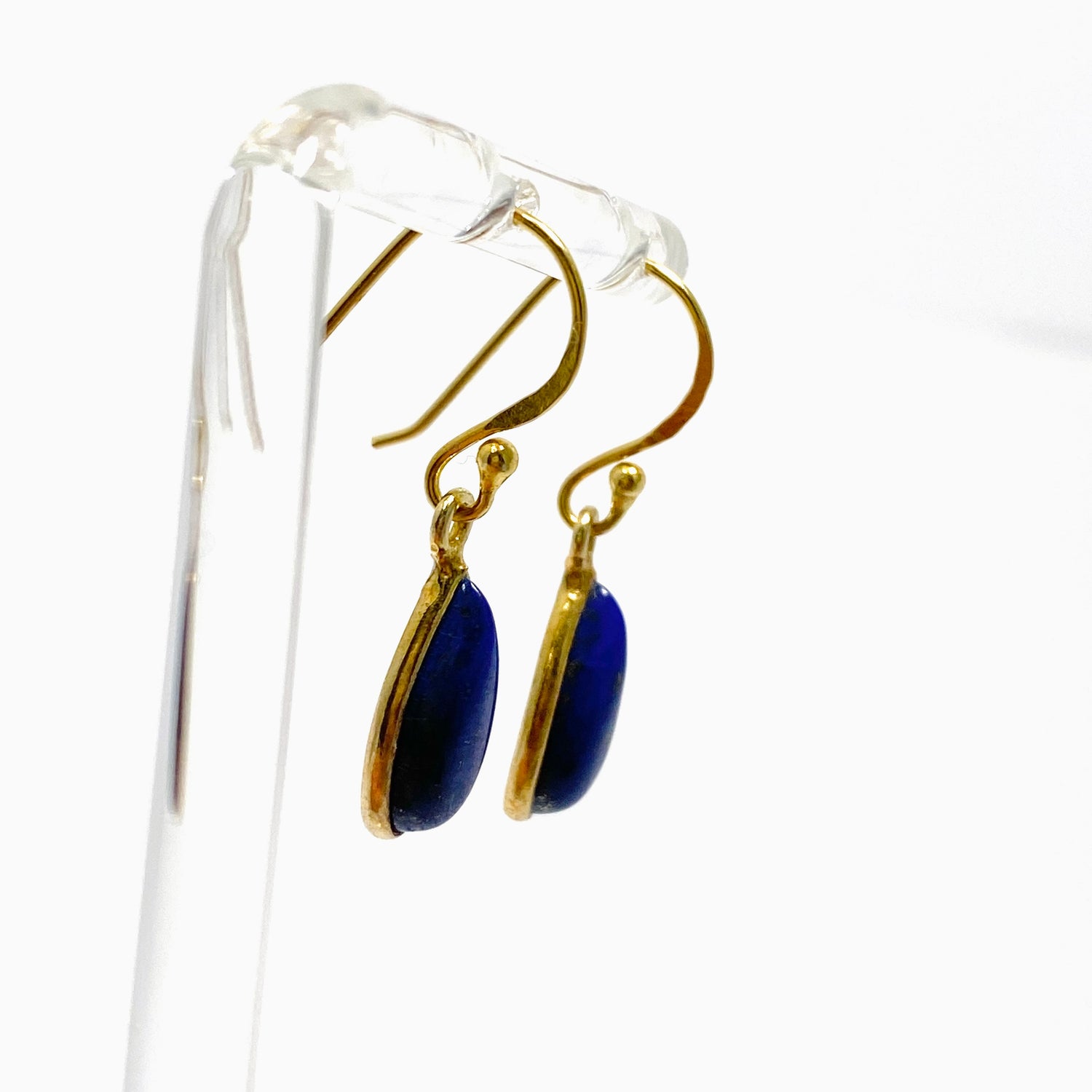 Lapis Lazuli Teardrop Cabochon Gold Plated Drop Earrings C210YG-LAP