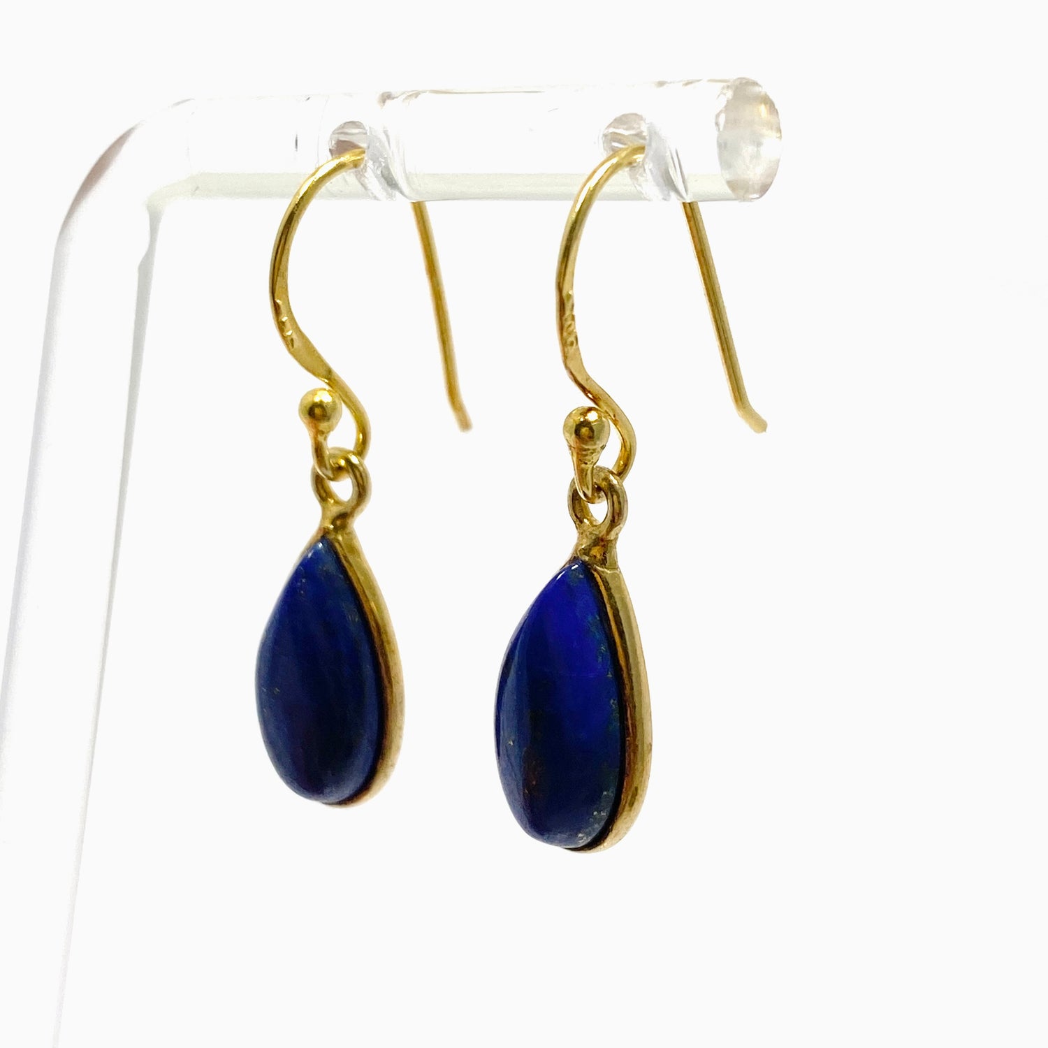 Lapis Lazuli Teardrop Cabochon Gold Plated Drop Earrings C210YG-LAP