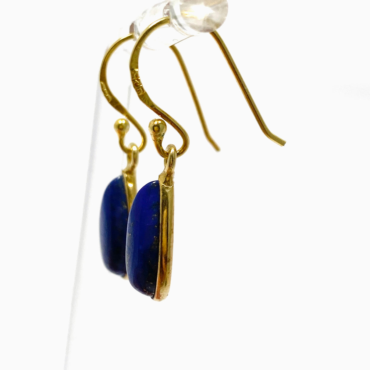 Lapis Lazuli Teardrop Cabochon Gold Plated Drop Earrings C210YG-LAP