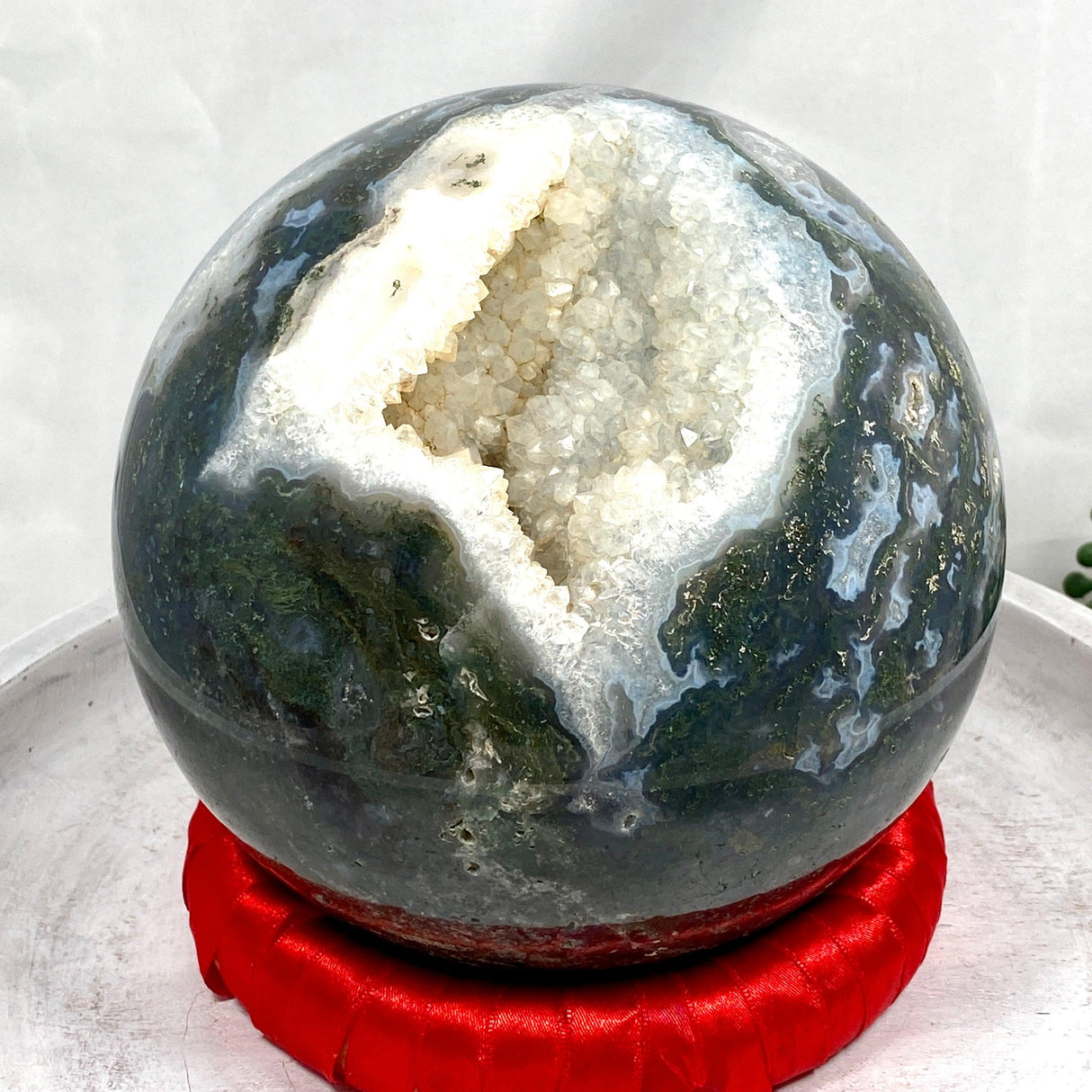 Large Moss Agate Sphere MOSB-01 - Nature's Magick