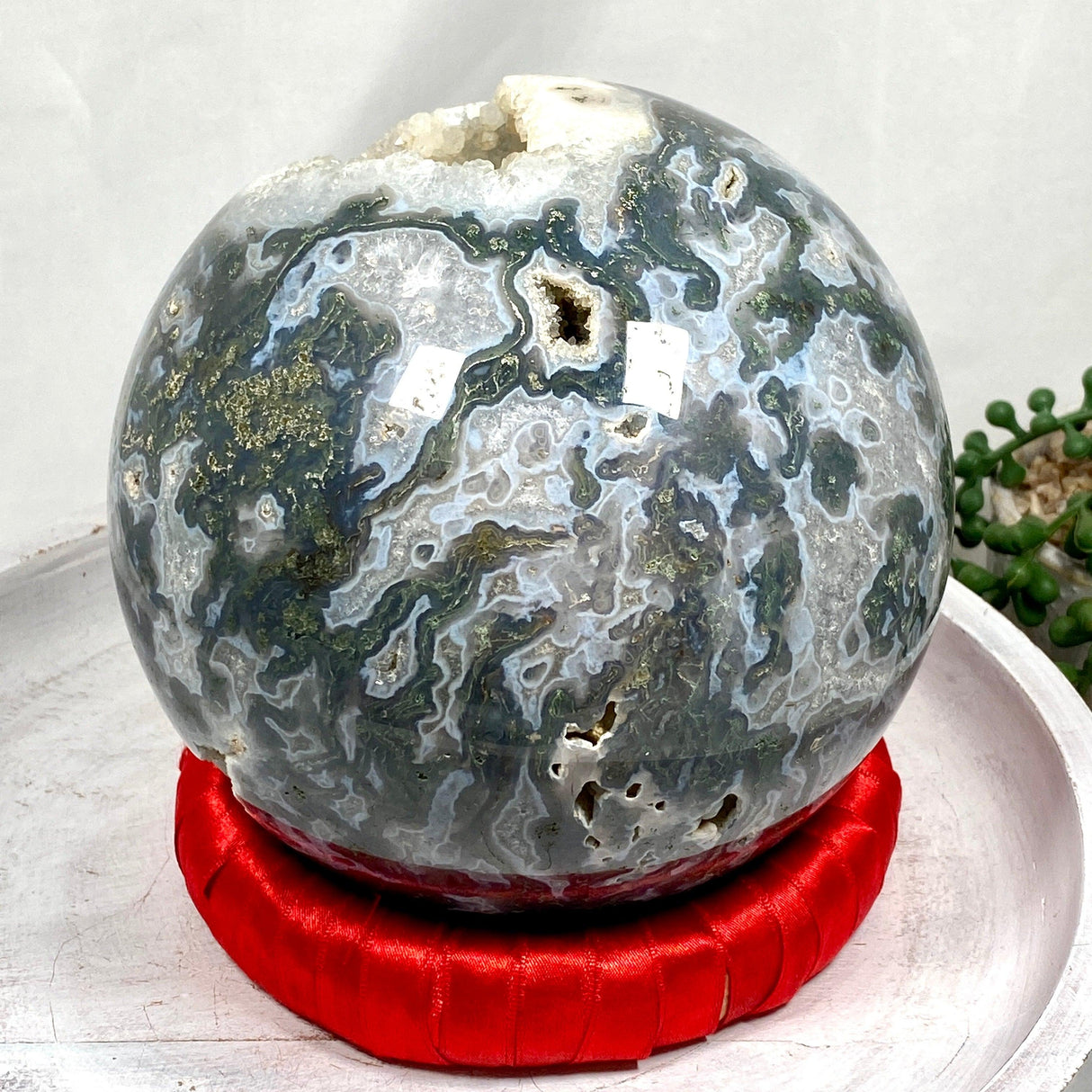 Large Moss Agate Sphere MOSB-01 - Nature's Magick