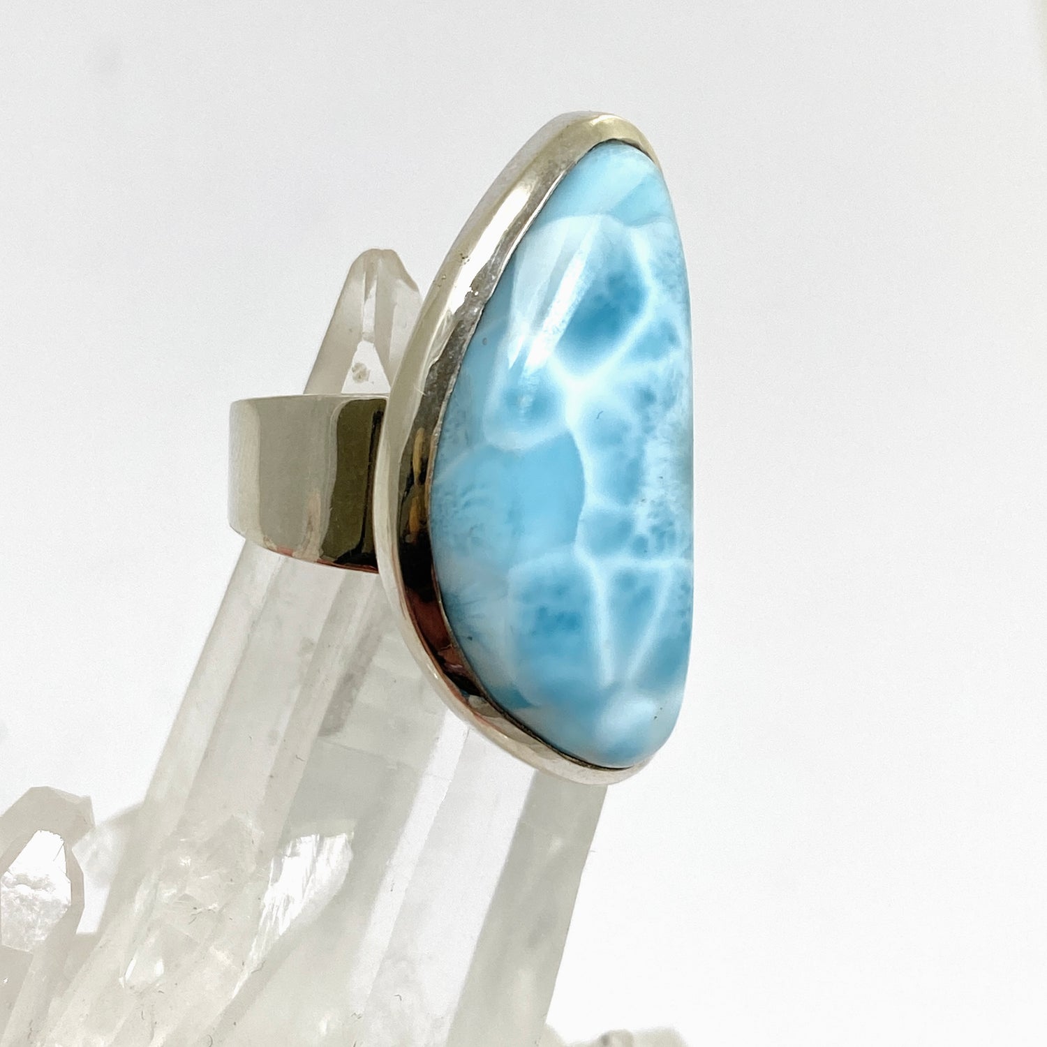 Larimar Freeform Cabochon Ring Size 7.5 HRGJ-64