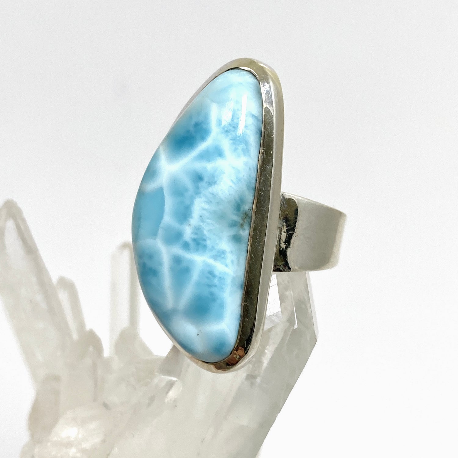 Larimar Freeform Cabochon Ring Size 7.5 HRGJ-64