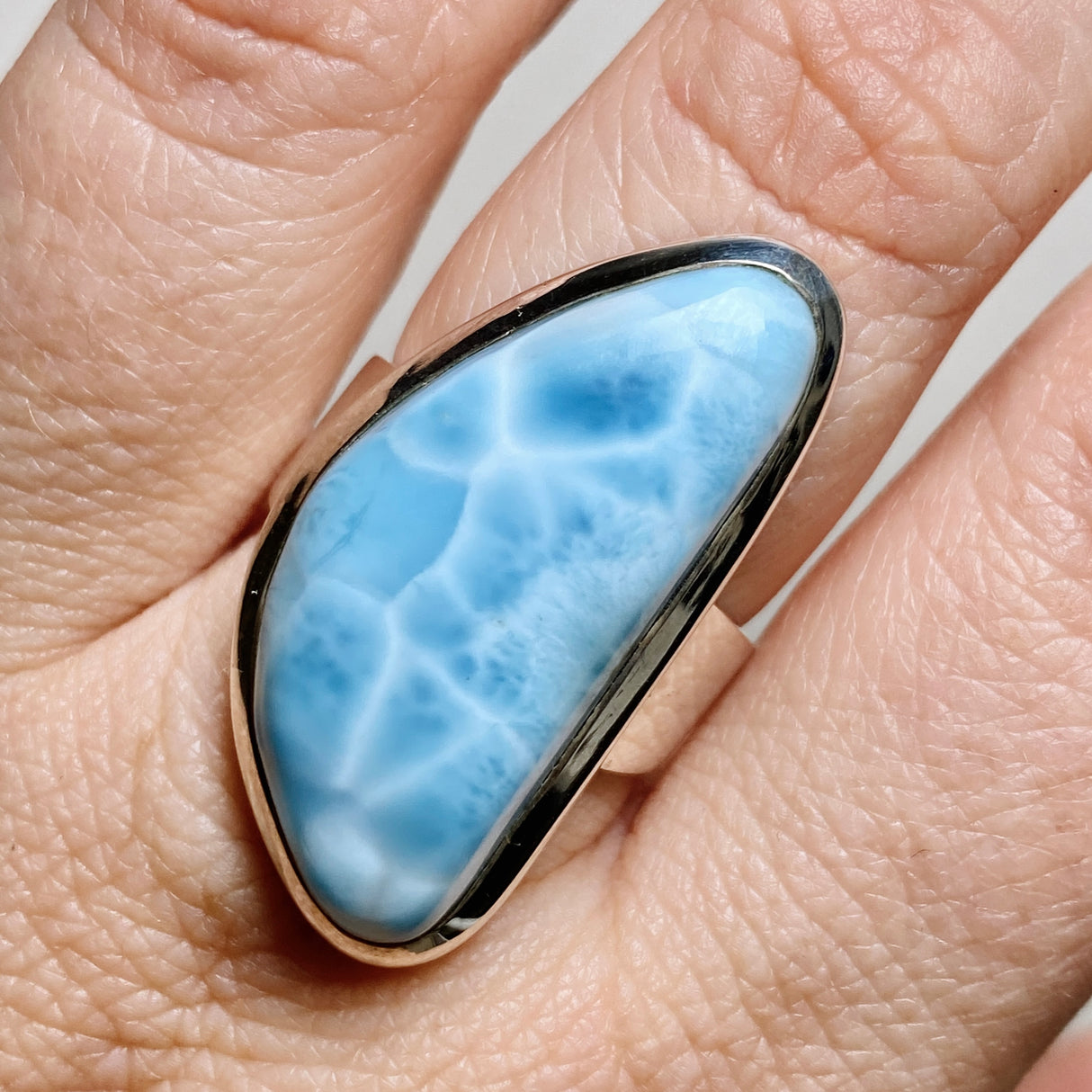Larimar Freeform Cabochon Ring Size 7.5 HRGJ-64
