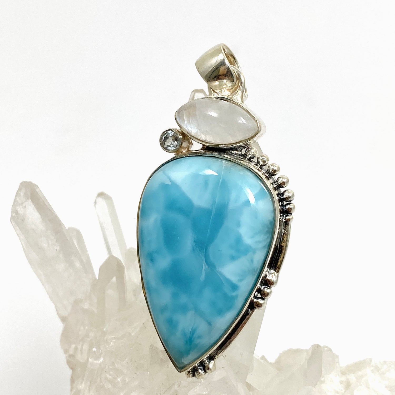 Larimar, Moonstone and Blue Topaz Multi-stone Pendant KPGJ4850