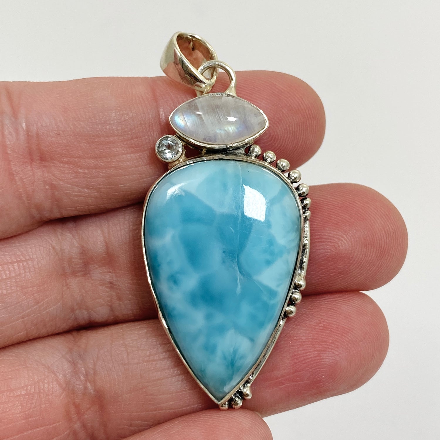 Larimar, Moonstone and Blue Topaz Multi-stone Pendant KPGJ4850