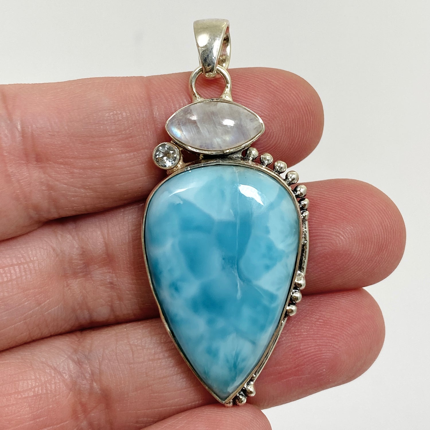 Larimar, Moonstone and Blue Topaz Multi-stone Pendant KPGJ4850