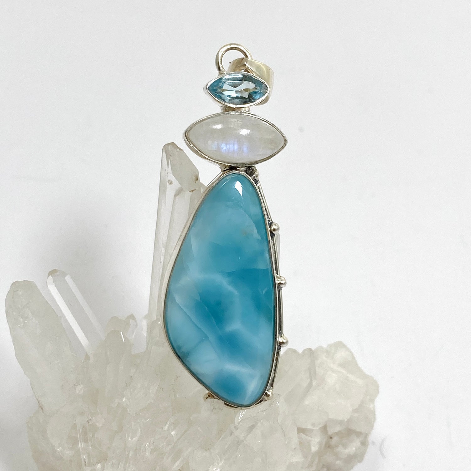 Larimar, Moonstone and Blue Topaz Multi-stone Pendant KPGJ4851