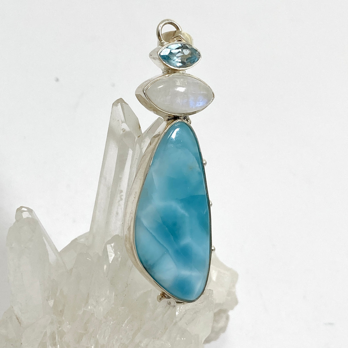 Larimar, Moonstone and Blue Topaz Multi-stone Pendant KPGJ4851