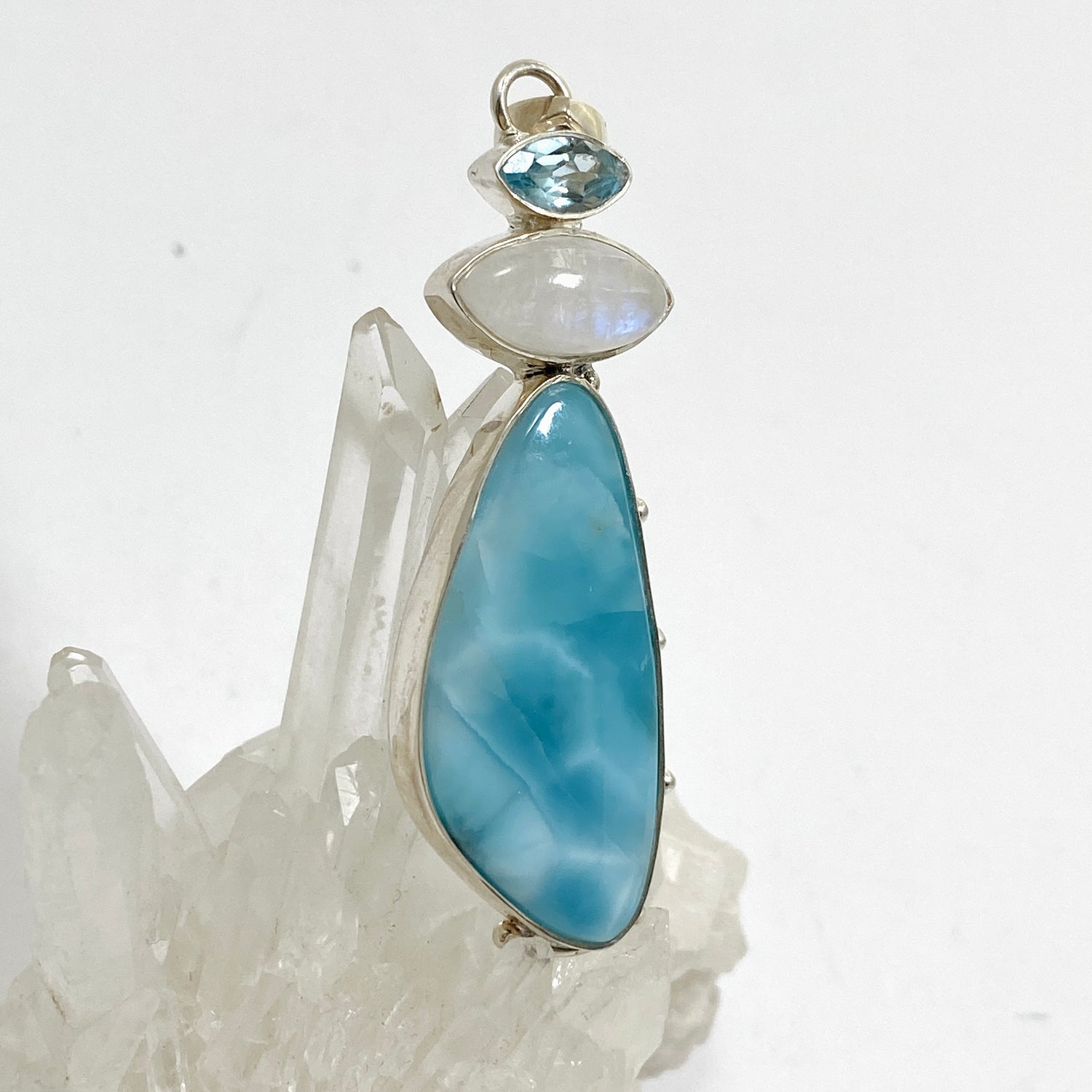 Larimar, Moonstone and Blue Topaz Multi-stone Pendant KPGJ4851