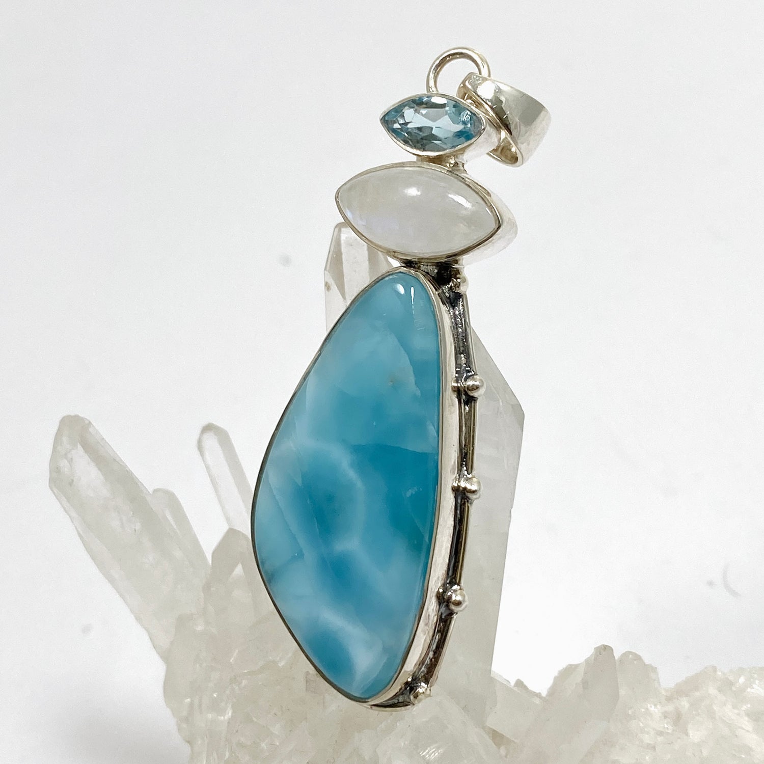 Larimar, Moonstone and Blue Topaz Multi-stone Pendant KPGJ4851