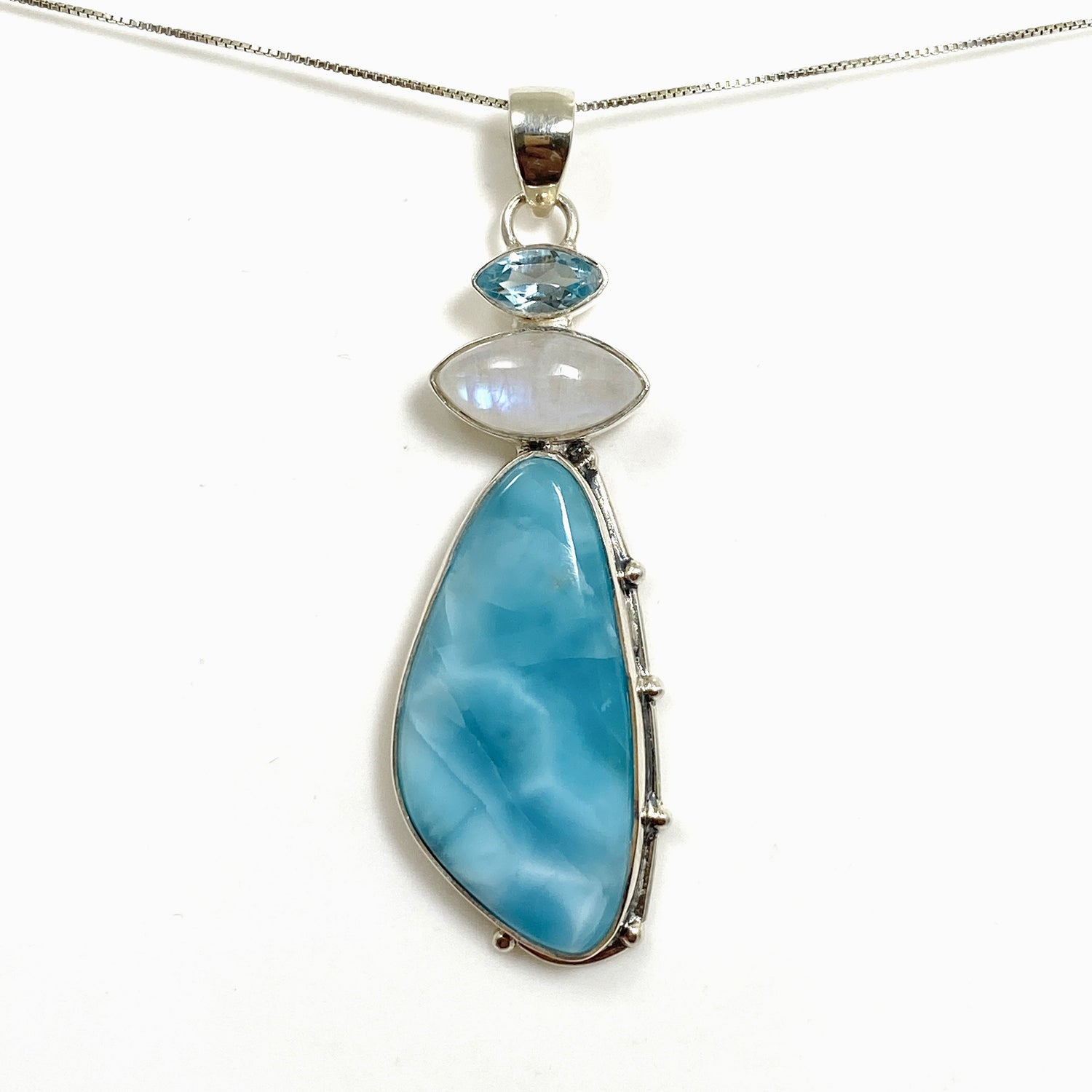 Larimar, Moonstone and Blue Topaz Multi-stone Pendant KPGJ4851