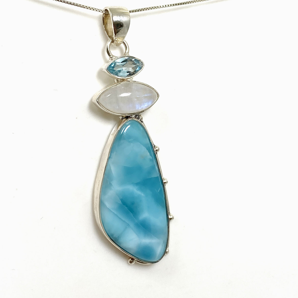 Larimar, Moonstone and Blue Topaz Multi-stone Pendant KPGJ4851