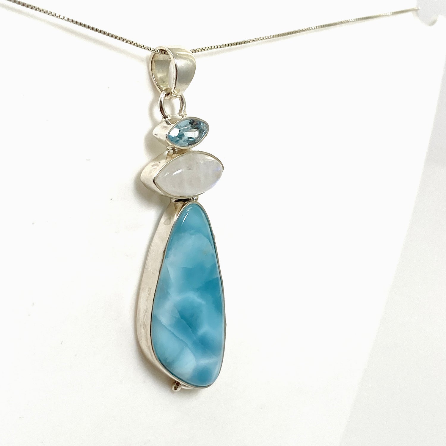 Larimar, Moonstone and Blue Topaz Multi-stone Pendant KPGJ4851