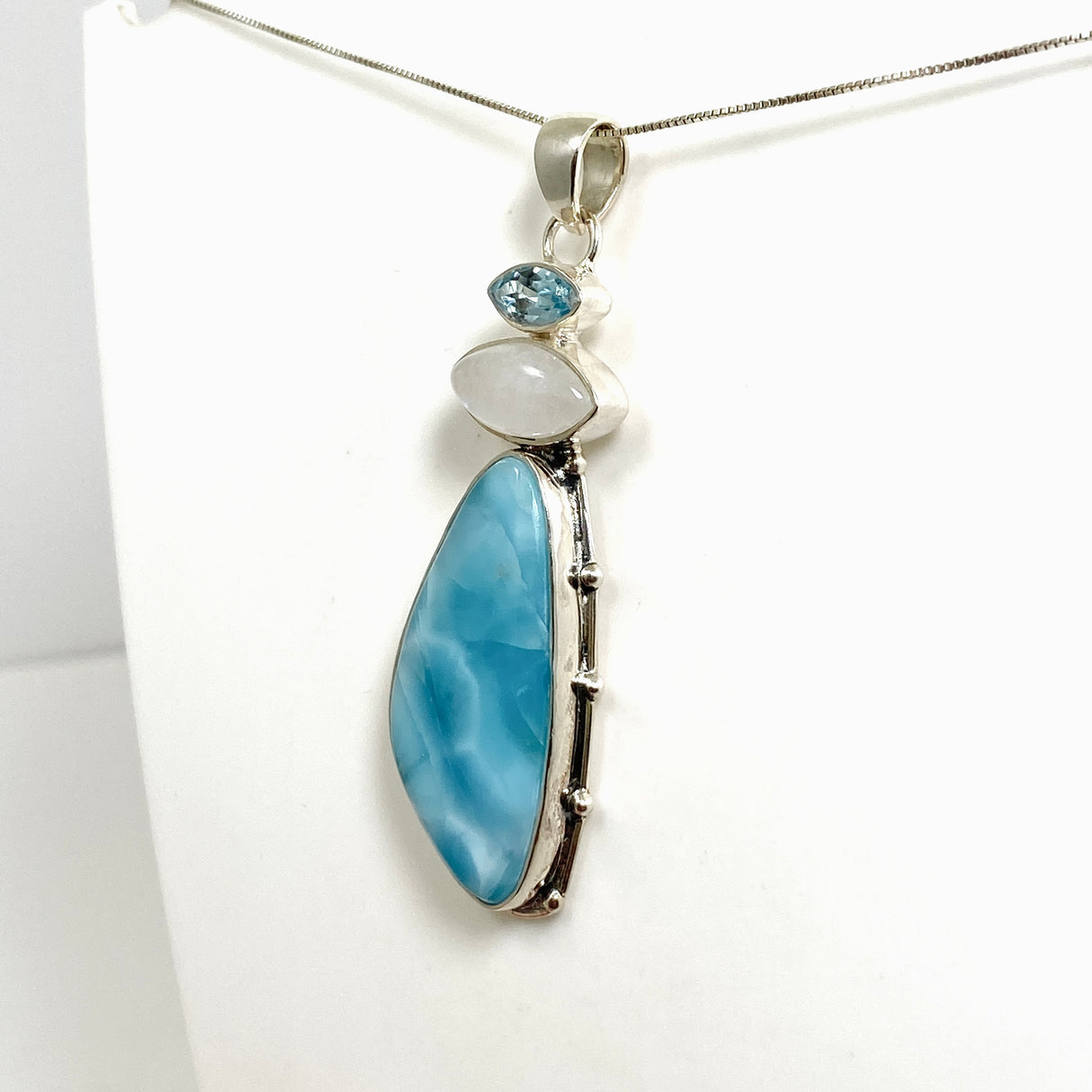 Larimar, Moonstone and Blue Topaz Multi-stone Pendant KPGJ4851