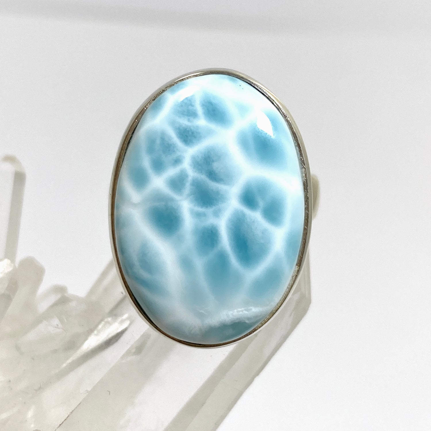 Larimar Oval Cabochon Ring Size 10.5 PRGJ622