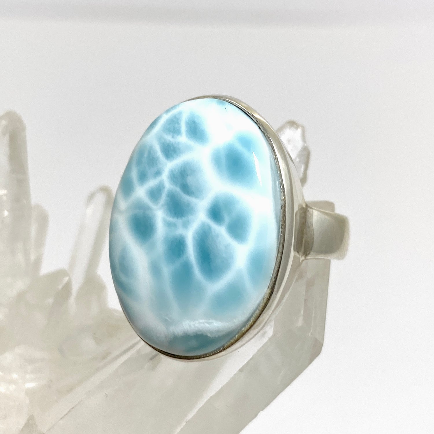 Larimar Oval Cabochon Ring Size 10.5 PRGJ622
