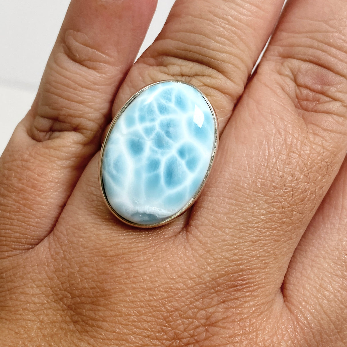 Larimar Oval Cabochon Ring Size 10.5 PRGJ622