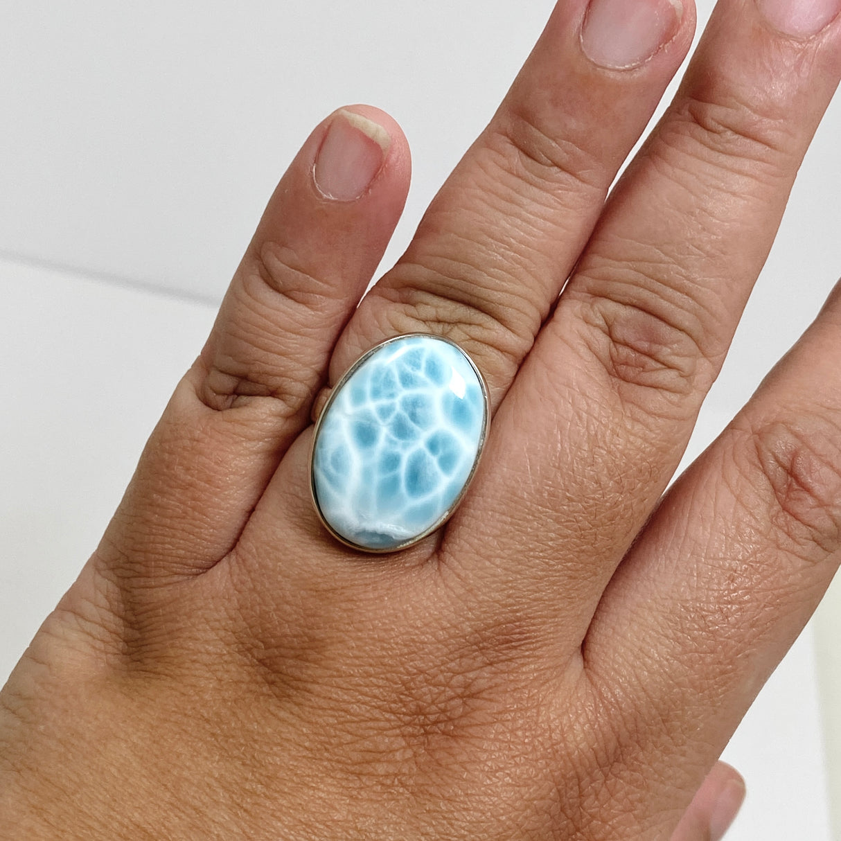 Larimar Oval Cabochon Ring Size 10.5 PRGJ622