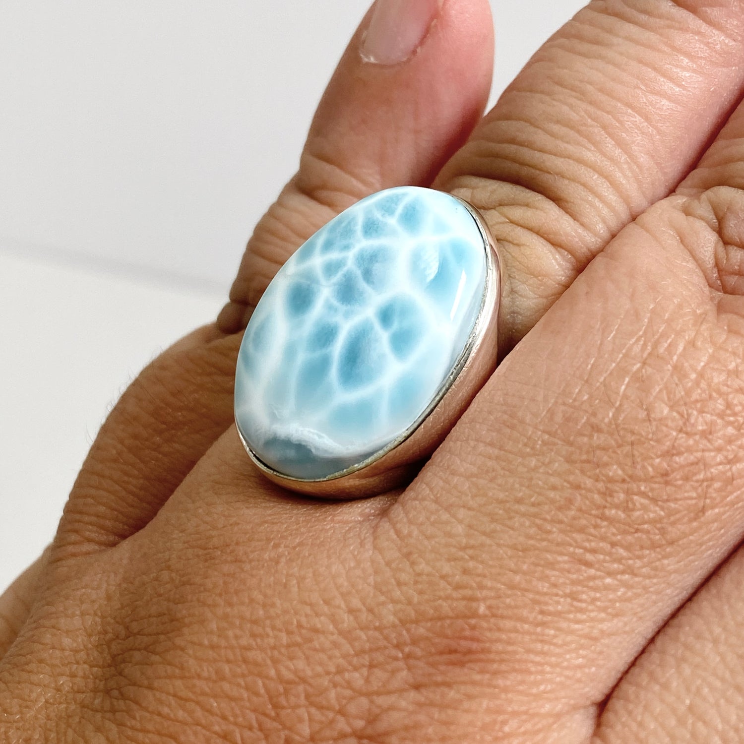 Larimar Oval Cabochon Ring Size 10.5 PRGJ622